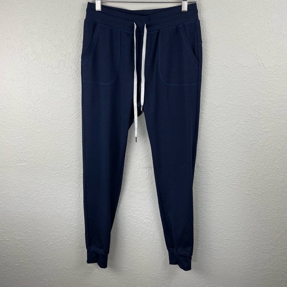 Zyia Active Workout Lounge Navy Pull On Tie Front Joggers Track Pants Sz S
